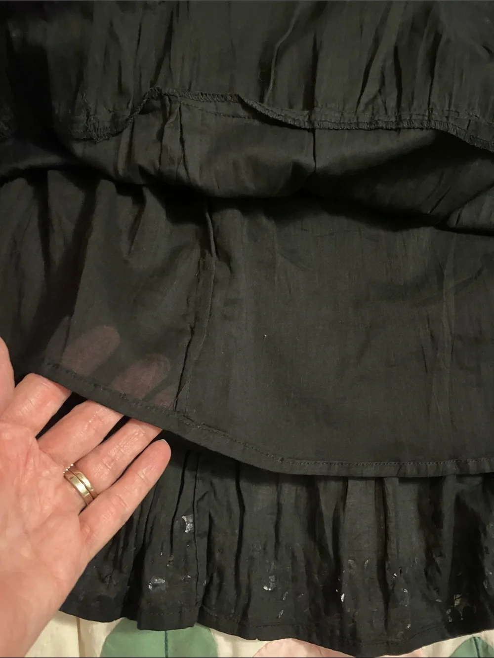 Faded Glory Black Cotton Tiered‎ Sequin Hem Midi Skirt Plus 22/24W